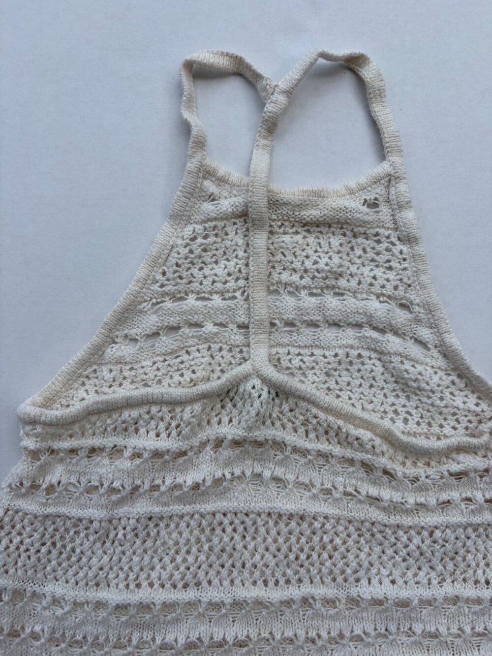 Coastal Grandma American Eagle Boho Beach Crochet Cotton Top creamy white XS - Picture 6 of 9